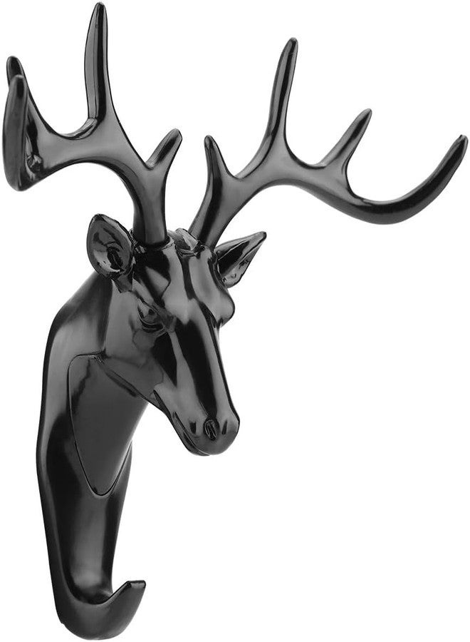 Potency 1 Piece Deer Head Shape Wall Hook Hanger,Antler Hanger,Animals Deer Head Hook Hanger Rack Holder Wall Mount for Home Office Room Décor(Black) - Image 1